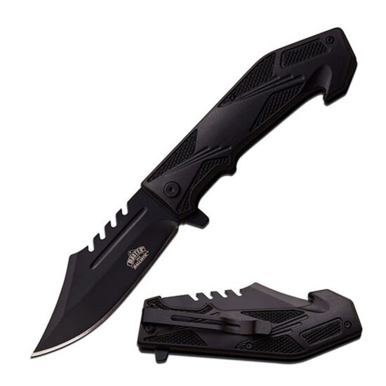 8.5" Spring Assisted Folding Knife Black Abs Handle