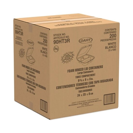 Foam Hinged Container Large 9x9in 200ct