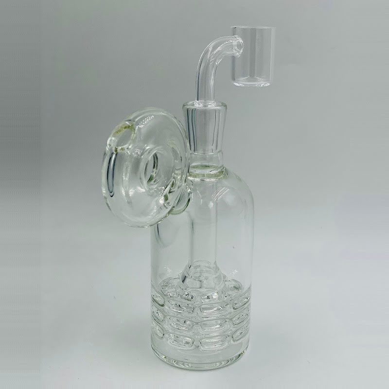5.3" Glass Bubbler Water Pipe with Quartz Banger