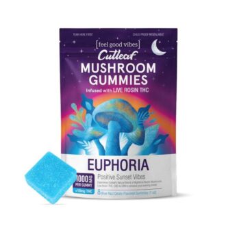 Cutleaf Euphoria Mushroom Gummies- Sunset Blue Razz Gelato 10/8pk 1oz